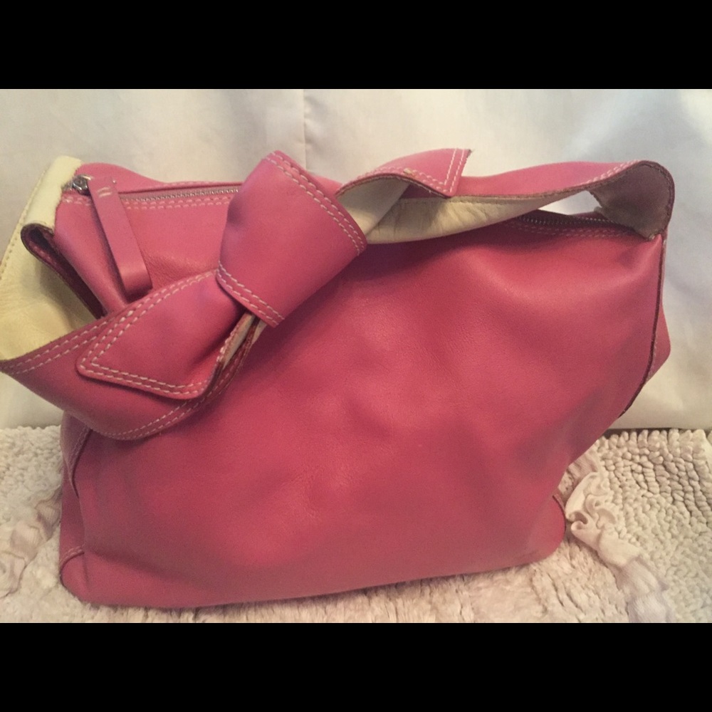 Kate Spade Bow Strap Purse Pink Leather Hobo Bag